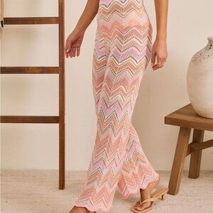 Pink and Cream Chevron Knit Pant